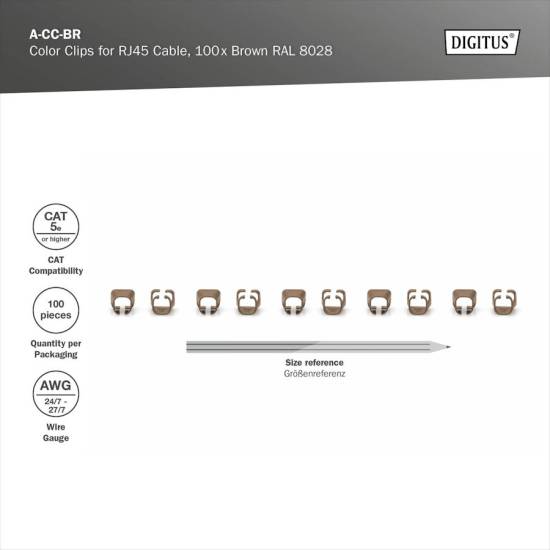 Klips do wtyku RJ45 100szt brązowy Digitus A-CC-BR